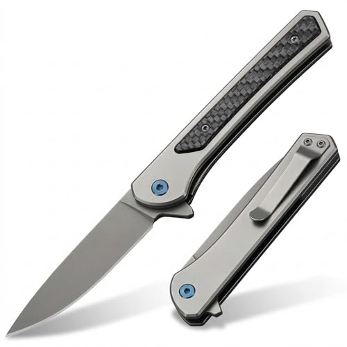 Hision Premium EDC Klappmesser mit Carbonfaser-Griff & 8Cr13MoV Klinge – Robustes Taschenmesser für Camping, Survival & Wandern – Leichtes Faltmesser mit Frame Lock & Pocket Clip