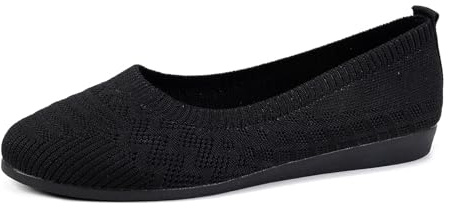Ballerines à enfiler pour femme, antidérapantes, tricotées, sportives, plates et confortables
