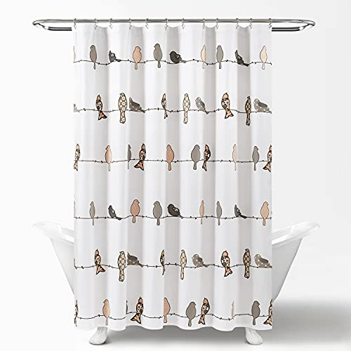 Lush Decor, Blush und Grau Rowley Duschvorhang mit Vogelmotiv, für Badezimmer, 182,9 x 182,9 cm, Polyester, 72 W x 72 L (Pack of 1)