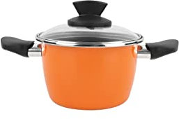 MAGEFESA Olla con Tapa 16Ø - Valencia New. Antiadherente bicapa Reforzado. Fondo 100% Full Induction. Exterior Naranja. 50% Ahorro energético.