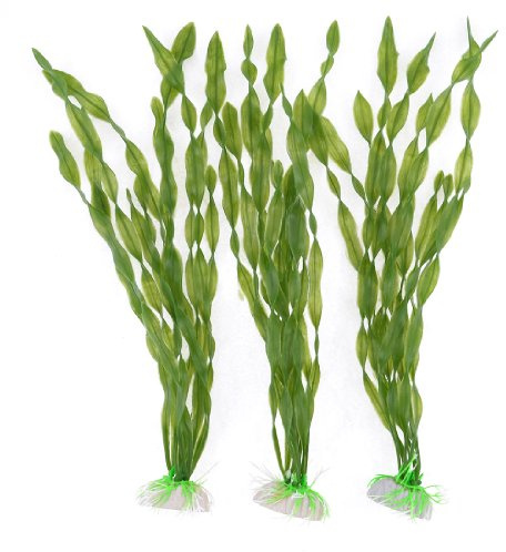 Ruilogod Acquario aquascaping oliva verde plastica foglie lunghe pianta 11.4 3pcs