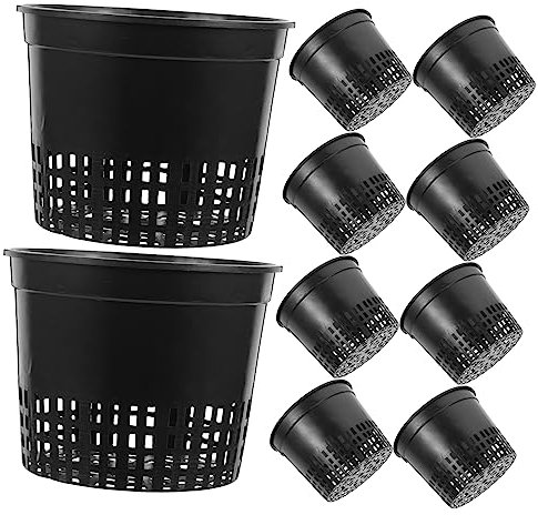 Yardwe Pot Hydroponie Drainage Lot de 10 Pots 13x13x12 Cm en Plastique Noir pour Culture Aquatique Et Gazon en Adapté Maison, Balcon Ou Magasin
