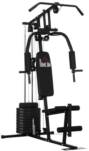 HOMCOM Multi Gym with Weights, Multifunction Home Gym Machine with 45kg Weight Stack for Full Body Workout and Strength Training