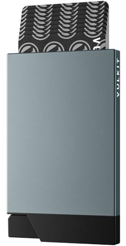 VULKIT Kartenetui Herren Metall Pop Up Kreditkartenetui Damen RFID Blocker Kartenhülle Slim Geldbörse Herren für 5-8 Karten, Raum Grau