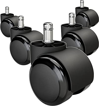 Office Chair Wheels Brozigo Chair Wheels Replacement 5-Pack, Office Chair Casters Heavy Duty Replacement for Hardwood Floors and Carpet, 2 inch Fits 99%, Black