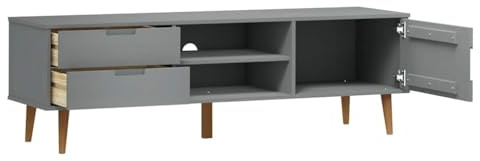 CIADAZ TV-Schrank, Tv Board, Tv Lowboard, Tv Tisch, Fernsehschrank, Fernsehtisch, Kommode, Sideboard Wohnzimmer, Tv Sideboard, Grau 158x40x49 cm Massivholz Kiefer