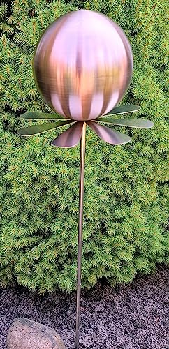 Jürgen Bocker Garten-Ambiente Blütenzauber Rotterdam Rosenkugel 15 cm Edelstahl Gartenstecker Deko mit Stab 80 cm (golden Rose matt)