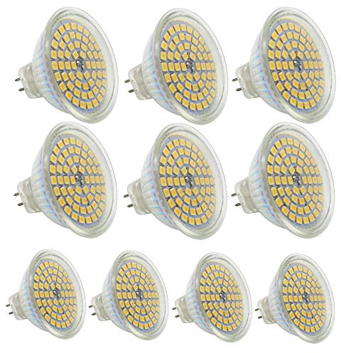 Mengjay 10 Stück GU5.3 MR16 Led Lampe 12V Warmweiß 3W,25W GU5,3 Halogenlampe Äquivalent,GU 5.3 Sockel Glühlampen,Hohe Kompatibilität, 3000K,50mm Durchmesser,Aluminium,320LM