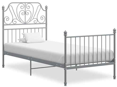 ZQQLVOO Bettgestell Familienbett Palettenbett Bettgestell Grau Metall 90x200 cm