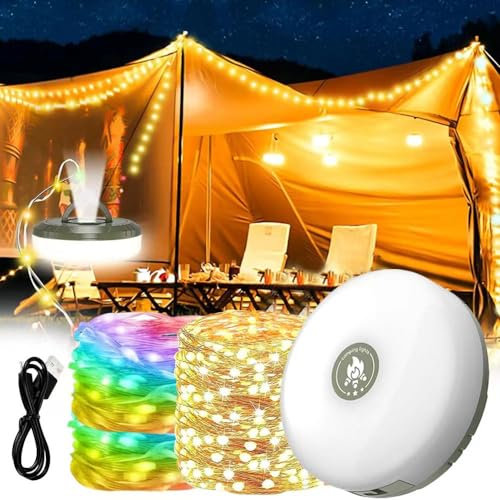Camping Lichterkette Aufrollbar,Led lichterkette außen camping usb,Tragbare Campinglampe mit 10m led,Ausziehbare lichterkette camping,Campingleuchte