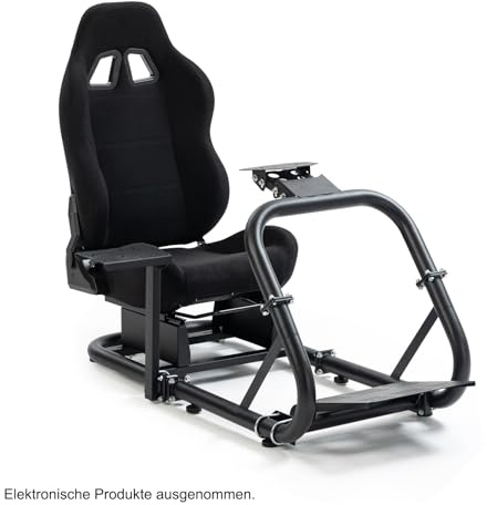 Anman Adjustable Racing Simulator Cockpit mit Sitz Passend für Logitech G27 G29 G920 G923, für Thrustmaster T300RS TX T3PA TGT, Pro Stable Driving Wheel Stand Wheel&Pedals& Not Included