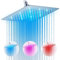 Cabezal de ducha de lluvia, cabezal de ducha LED de alta presión de 10 pulgadas, cabezal de ducha fijo antiobstrucción con cambio de color controlado de temperatura, junta esférica de latón ajustable
