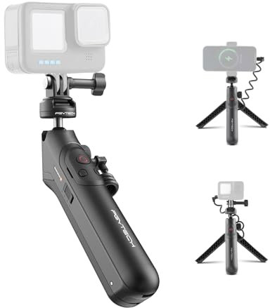 PGYTECH CapLock MantisPod Power, Battery Grip Handle Mount for Gopro, 5000mAh Power Stick for Gopro 13/12/11/10, Charging Selfie Vlog Attachment Tripod Action Camera and 1/4 Adapter