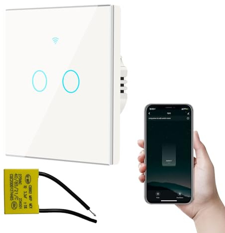 Bkiyougo Smart Light Switch, WiFi Smart Switch, Touch Switch Smart Wall Light Switch Works with Alexa and Google Home, APP Remote Control & 433MHz RF Control, Neutral Wire Required