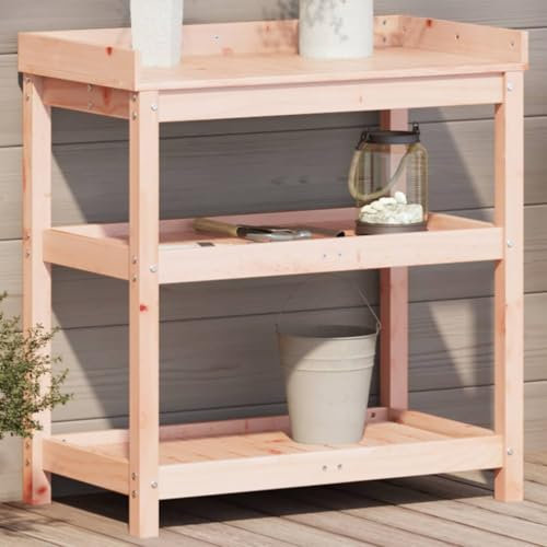 Home Items, Pflanztisch mit Ablagen, 82,5 x 45 x 86,5 cm, Massivholz, Douglas, Anzugmöbel