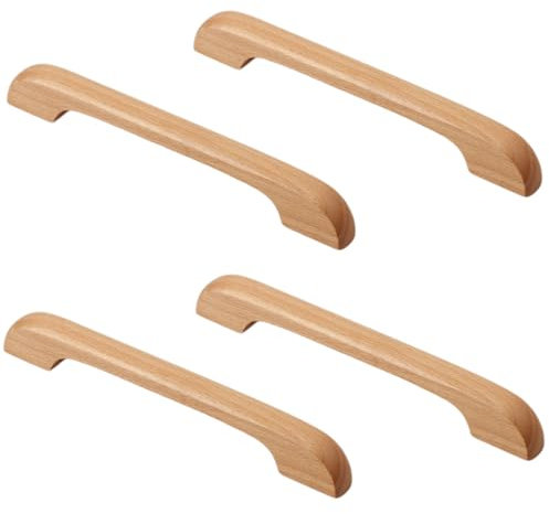 SANCHAKOU Möbel Knöpfe 4 Stück Original Holz Farbe Buche Holz Griff Schublade Schrank Kleiderschrank Handtasche Lagerung Box Holzgriff B 160 Mm