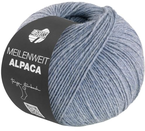 LANA GROSSA Meilenweit 6-Fach Alpaca | Kuschelweiches Sockengarn, waschmaschinenfest | Handstrickgarn aus 50% Alpaka, 20% Schurwolle & 30% Polyamid | 150g Wolle zum Stricken & Häkeln | 390m FB1012