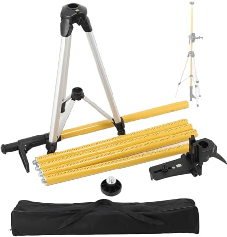 Lfhelper Laser Teleskopstange 3,6m/11.8ft, für Rotationslaser Linienlaser | Lasermontagestange mit Stativ, Einstellbare Laserhalterung Stützstange, 1/4-20 Außengewinde und 5/8-11 Gewindeadapter