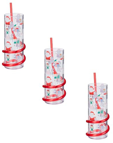 BargainsMania Christmas Swirly Straw Tumbler - Santa - Size: One Size - Weight: 66g (Approx.) - Diameter 6cm (Approx.) - Height: 21.5cm (Approx.)
