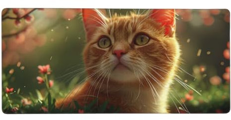 Large Mouse Mat XXL Cat Mouse Pad, Mouse Mats for Desk Protector Mat with Anti-Slip Base, Waterproof&Durable Mousemat for Gaming, Office, Home, Stitched Edges Keyboard Mat 1200x600x3mm Yellow t-3414