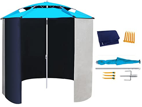 Tragbarer Angelschirm mit 360° drehbarem und regenfestem Baldachin, faltbares Sonnenschirm, Zelt für Garten, Strand und Golf