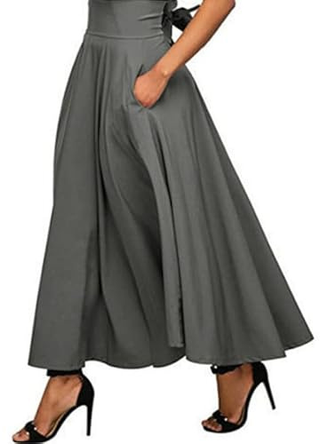 GRECERELLE elegant dam-, sommar-, midje-, midikjol, snygg, bekväm och mångsidig för fritid och tillfällen, Ljus grå, M