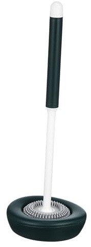 Alipis Brosse de Toilette Ensemble avec Support en Silicone avec Poils Flexibles et Base Stable Tête Ronde Moderne pour Nettoyage des Toilettes