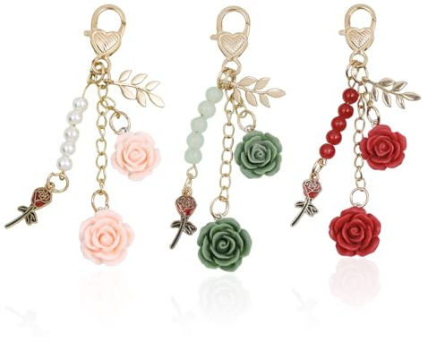 3 Morceaux De Porte-Clés De Fleurs, Porte-Clés pour Femmes, Pendentif Décoratif Élé, Pendentif Sac À Dos.