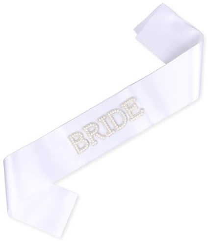 lasuroa Fascia da Sposa, Bianca Fascia da Addio al Nubilato con Perle e Strass Regalo per Addio al Nubilato Decorazioni per Matrimoni e Feste