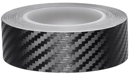 Juttzzei Film Carbone Voiture, 24mm x 10M Carbone Adhésif, PVC Bande Autocollante Voiture, Autocollant Carbone pour Voiture, Moto, Bateau et Modélisme (Carbone Noir)