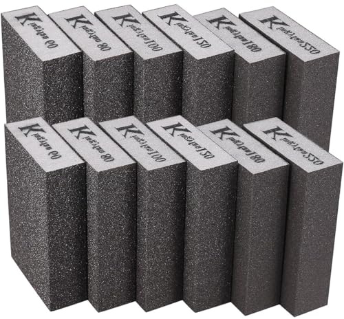 YEDJFFIYO 12 PCS Sanding Blocks, Sanding Sponges Blocks Pads, Wet Dry Sanding Blocks Washable & Reusable for Wood, Metal, Polish, Wall, Furniture, Hand Sanding(80/100/120/180/220 Grit)