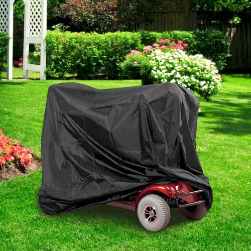 Housse imperméable pour scooter de mobilité - Pour trottinettes à mobilité réduite à trois et quatre roues (noir, 142 x 66 x 91 cm)