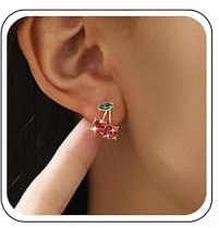 Cybche Boucles D'oreilles Vintage Rubis Cerise Boucles D'oreilles Cerise En Cristal Rouge Boucle D'oreille En Strass Cz Boucle D'oreille Fruit Minimaliste Pour Femmes