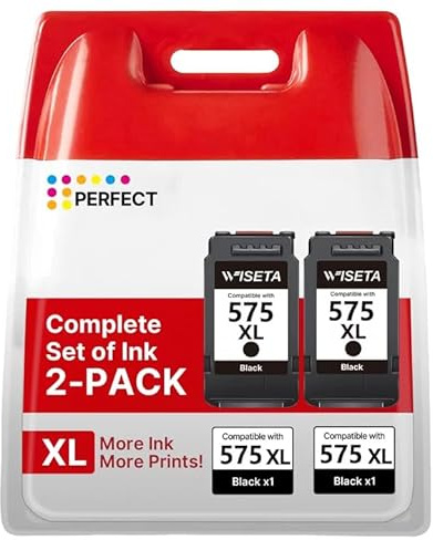 WISETA PG-575XL 575XL Schwarz Druckerpatronen Kompatibel für Canon 575 Black 575 XL PG575XL PG 575 PG575 Patronen für Canon TS3750i TS3751i TR4755i patronen TS3550i TS3551i TS3752i TR4750i (2 Schwarz) | PG575XL,2pack,patronen,schwarz,multipack,kompatibel mit Original,tintenpatronen,für Canon 575 Black,für Canon TS3750i