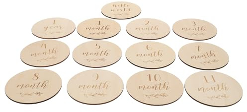 Parliky Monatskarten mit Natürlichem Design und Glatter Oberfläche 13 Stück als Foto Requisiten und Wachstum Meilensteine für Babys Erstes Jahr für Babyfotografie