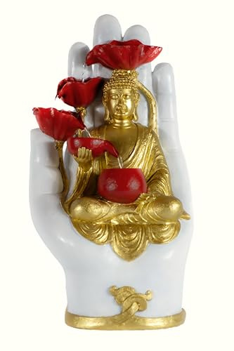 Caviria - Fontaine Solaire Bouddha LED Batterie Rechargeable USB avec Pompe à Eau Panneau Solaire 5V Fontaine Extérieure/Intérieur Décoration Zen de Maison, Salon, Jardin Bassin Statue Bouddha