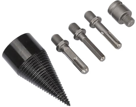 AKLOSIPY 5Pcs Heavy-Duty Firewood Log Splitter Drill Bit Steel Wood Splitting Tool Set for Efficient Woodworking (45mm)