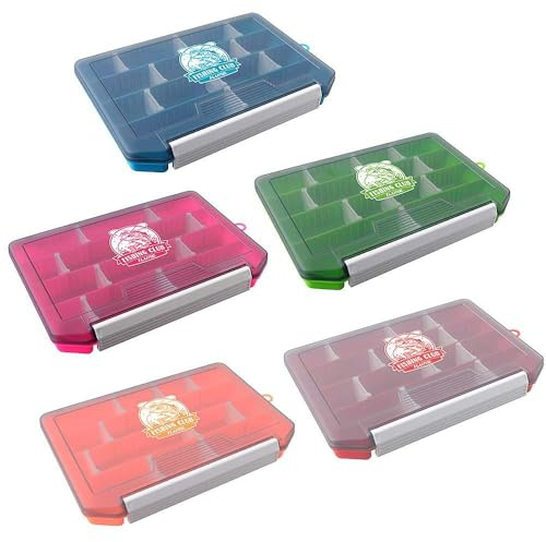 Fesjoy Justerbar Fiskeförvaringslåda Starka Avdelare Klart Lock Spärr Säker Organisering för Fiskekrokar och Beten Blå/Grön/Orange/Rosa/Röd
