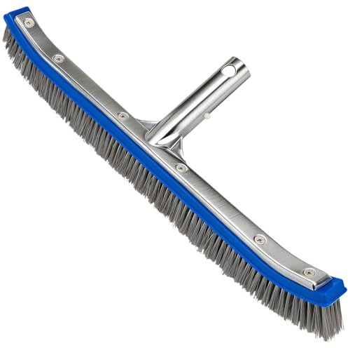 Cepillo Piscina 18 Pulgadas (45,7 cm) con cerdas de Acero y Nylon, Cepillo Limpieza Piscina con Base de Aluminio y Clip EZ para pértiga telescópica, Cepillo Resistente para Fondo y Paredes enterrada