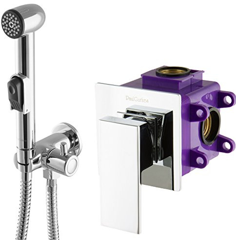 PaulGurkes Unterputz Bidet Set Brause mit Armatur eckig