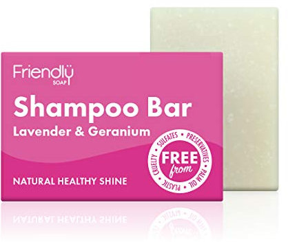 Friendly Soap Handmade Natural Lavender & Geranium Shampoo Bar - Relaxing, Rich, Nourishing 95g, 1 unit