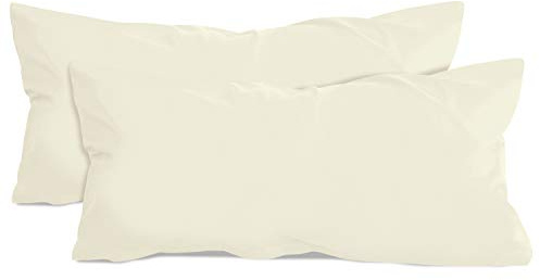 npluseins 2er-Pack Jersey Kopfkissen Baumwollbezug, 40 x 80 cm, Natur | Öko-Tex Standard 100, Reißverschluss, formstabil, strapazierfähig, angenehm weich, waschbar bis 60 °C