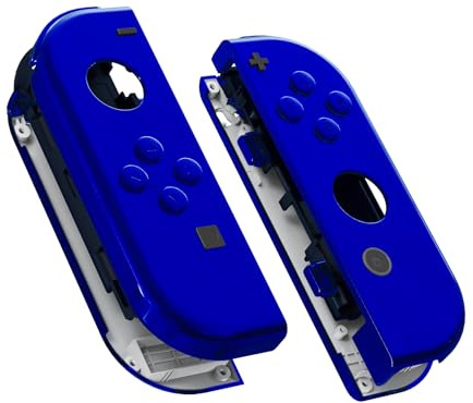 eXtremeRate Chrome Blue Joy con Handheld Controller Housing with Full Set Buttons, DIY Replacement Shell Case for Nintendo Switch Joycon & Switch OLED Joy con - Console Shell NOT Included