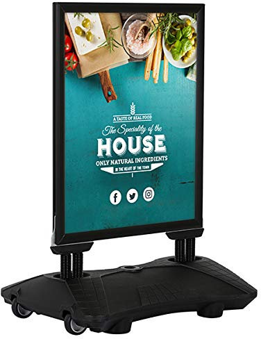 DISPLAY SALES WindPro® Plakatständer Slim DIN A0 | Aufsteller A0 mit befüllbarem Wassertank | Werbeaufsteller Aussen mit robusten Stahlfedern | Werbung Ständer in schwarz