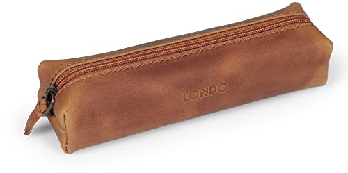 Londo Echtleder Federmäppchen mit Reißverschluss – Multifunktionales Bleistift Etui, Schlampermäppchen und Stiftetasche für Büro, Reise & Alltag