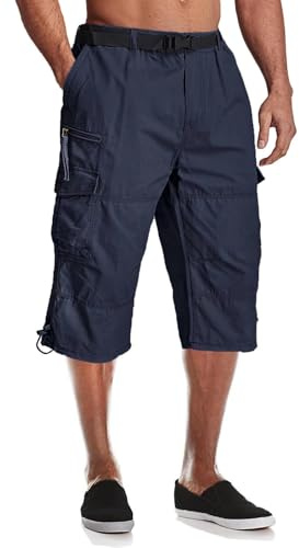 MAGCOMSEN Pantalones Cortos Cargo para Hombre, Estilo Casual, 3/4, Holgados, de Combate, Cintura elástica, con múltiples Bolsillo
