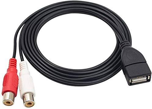 USB to 2RCA Cable, Haokiang 5 Feet/1.5m USB 2.0 Female to 2 RCA Female Jack Splitter Audio Video AV Composite Adapter Cord Cable (USB F/2RCA F)