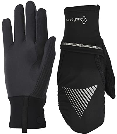 TrailHeads Damen Touchscreen-Handschuhe mit reflektierender wasserdichter Fäustlingschale, wandelbare Laufhandschuhe