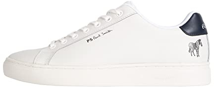 Paul Smith Herren Shoe Rex White Zebra Navy Tab Sneaker, Weiss/opulenter Garten, 38.5 EU