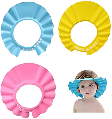 WUXIANM Gorro de Ducha para Bebé, 3 gorros de ducha ajustables para proteger los ojos y los oídos